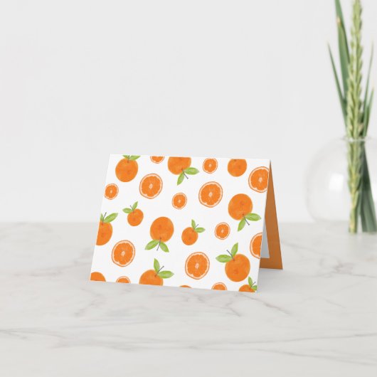 水彩ミカン柑橘類フルーツスライス サンキューカード (正面)