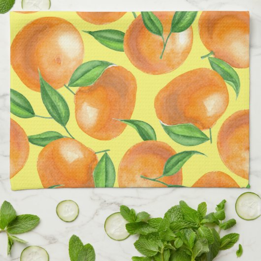 水彩ミカン キッチンタオル (折り畳み)