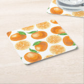 水彩ミカン スクエアペーパーコースター (アングル)