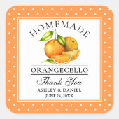 水彩ミカン・ドット・オランゲ結婚チェロ感謝していの スクエアシール (正面)