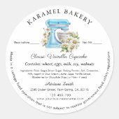 水彩ミキサーデイジーラベルコテージベーカリー ラウンドシール (正面)