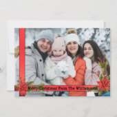 水彩ミスタルトウ赤いリボンフレームクリスマス シーズンカード (正面)