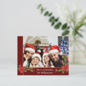 水彩ミスタルトウ赤金ゴールドリボンフレーム写真 シーズンポストカード (スタンド正面)