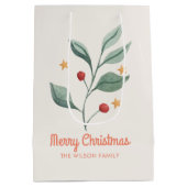 水彩ミスタルトースターのクリスマスメッセージカード ミディアムペーパーバッグ (裏面)