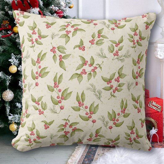 水彩ミスタルトーベリークリスマス クッション
