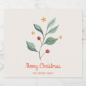 水彩ミスタントレスターのクリスマスワインラベル スパークリングワインラベル (シングルラベル)