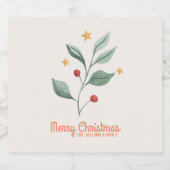 水彩ミスタントレスターのクリスマスワインラベル スパークリングワインラベル (シングルラベル)