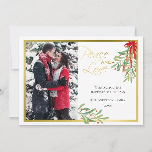 水彩ミスタントーと金ゴールド |ホリデーフォトカード シーズンカード (正面)