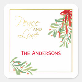 水彩ミスタントーと金ゴールド |休日 スクエアシール