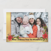 水彩ミスタントー金ゴールドフレームクリスマスフォト シーズンカード (正面)