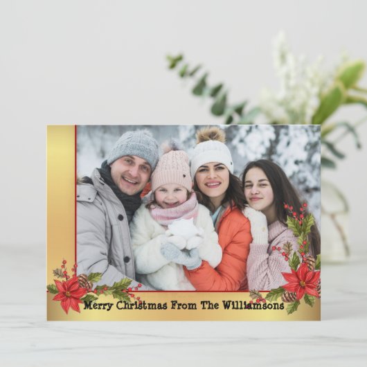 水彩ミスタントー金ゴールドフレームクリスマスフォト シーズンカード (スタンド正面)