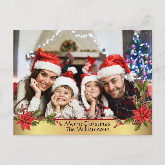 水彩ミスタントー金ゴールドリボンフレーム写真 シーズンポストカード (正面)