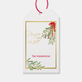 水彩ミスタントー&金ゴールド |パーソナライズされた休日 ギフトタグ