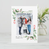 水彩ミストレトーホリーベリークリスマスフォト シーズンカード (スタンド正面)