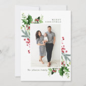 水彩ミストレトーホリーベリークリスマスフォト シーズンカード (正面)
