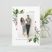 水彩ミストレトーホリーベリークリスマスフォト シーズンカード (スタンド正面)