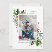 水彩ミストレトーホリーベリークリスマスフォト シーズンカード (正面)