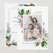 水彩ミストレトーホリーベリークリスマスフォト シーズンカード (正面/裏面)