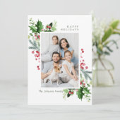 水彩ミストレトーホリーベリークリスマスフォト シーズンカード (スタンド正面)