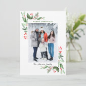 水彩ミストレトーホリーベリークリスマスフォト シーズンカード (スタンド正面)