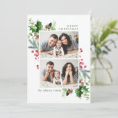 水彩ミストレトーホリーベリークリスマスフォト シーズンカード (スタンド正面)