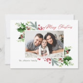 水彩ミストレトーホリーベリークリスマスフォト シーズンカード (正面)