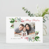 水彩ミストレトーホリーベリークリスマスフォト シーズンカード (スタンド正面)