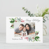 水彩ミストレトーホリーベリークリスマスフォト シーズンカード (スタンド正面)