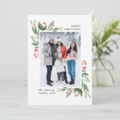 水彩ミストレトーホリーベリークリスマスフォト シーズンカード (スタンド正面)