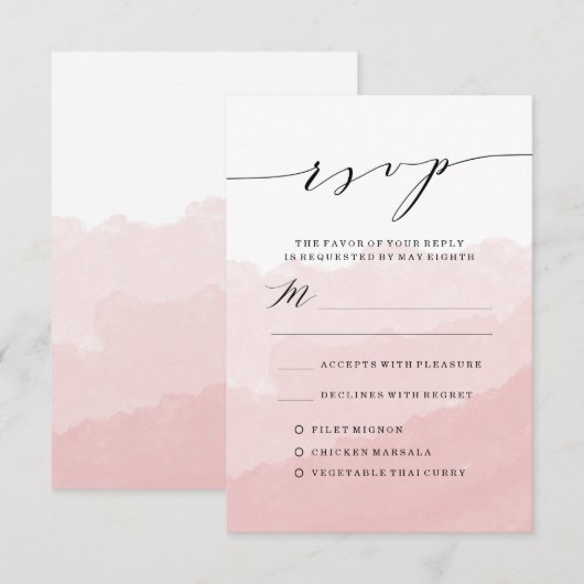 水彩ミスト |ウェディングRSVPカード 招待状 (正面/裏面)