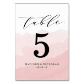 水彩ミスト |テーブパーソナライズされたル番号カード テーブルナンバー (裏面)