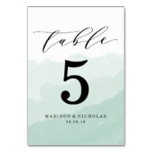 水彩ミスト |テーブパーソナライズされたル番号カード テーブルナンバー (裏面)