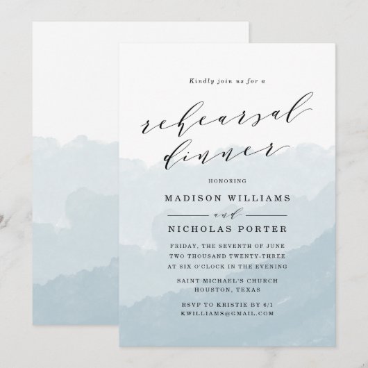 水彩ミスト |リハーサルディナー招待状 招待状 (正面/裏面)