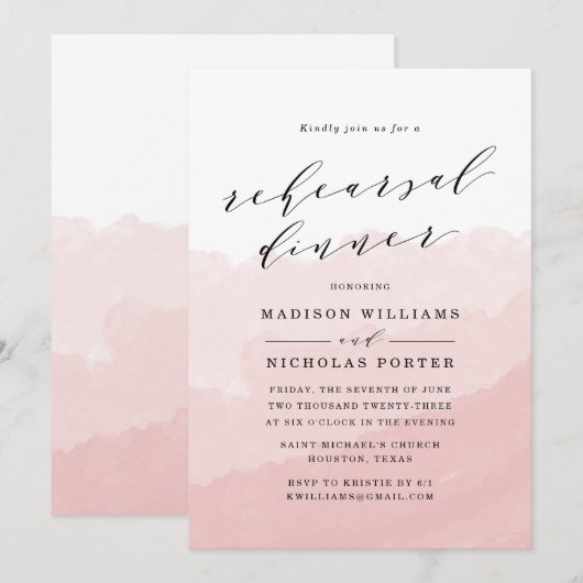 水彩ミスト |リハーサルディナー招待状 招待状 (正面/裏面)