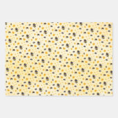 水彩ミツバチと花 ラッピングペーパーシート (正面3)