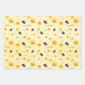 水彩ミツバチと花 ラッピングペーパーシート (正面2)