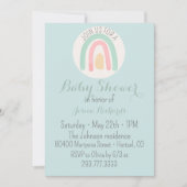 水彩ミニブルーレインボーベビーシャワー 招待状 (正面)