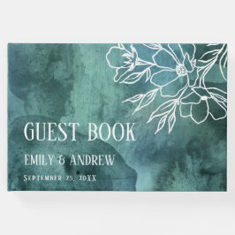 水彩ミニマリストのマグノリア招待状 ゲストブック