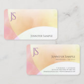 水彩ミニマリストモノグラムシンプルエレガント 名刺 (正面/裏面)