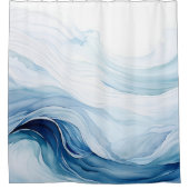 水彩ミニマル波 シャワーカーテン (正面)