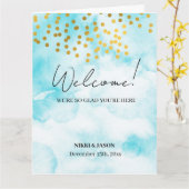 水彩ミニマル金ゴールド紙吹雪結婚の歓迎 カード (黄色い花)