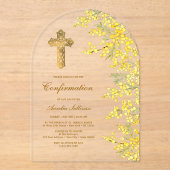 水彩ミモサアーチ確認 アクリル招待状 (正面)