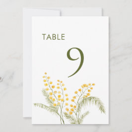 水彩ミモサ結婚花の表番号 案内状