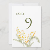 水彩ミモサ結婚花の表番号 案内状 (裏面)