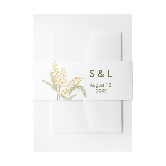 水彩ミモサ花結婚式招待状 招待状ベリーバンド (正面例)