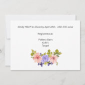 水彩ミュートされたフラワージオメトリック金ゴールド枠 招待状 (裏面)