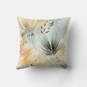 水彩ミュートブルーピーチイエローベージュフローラ クッション (裏面)