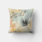 水彩ミュートブルーピーチイエローベージュフローラ クッション (正面)