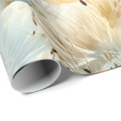 水彩ミュートブルーピーチイエローベージュ春 ラッピングペーパー (ロールコーナー)