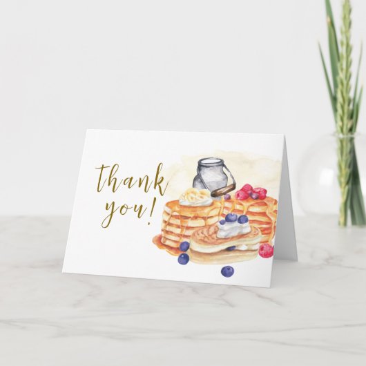 水彩ミルクベリーパンケーキブランチベイビーシャワー サンキューカード (正面)
